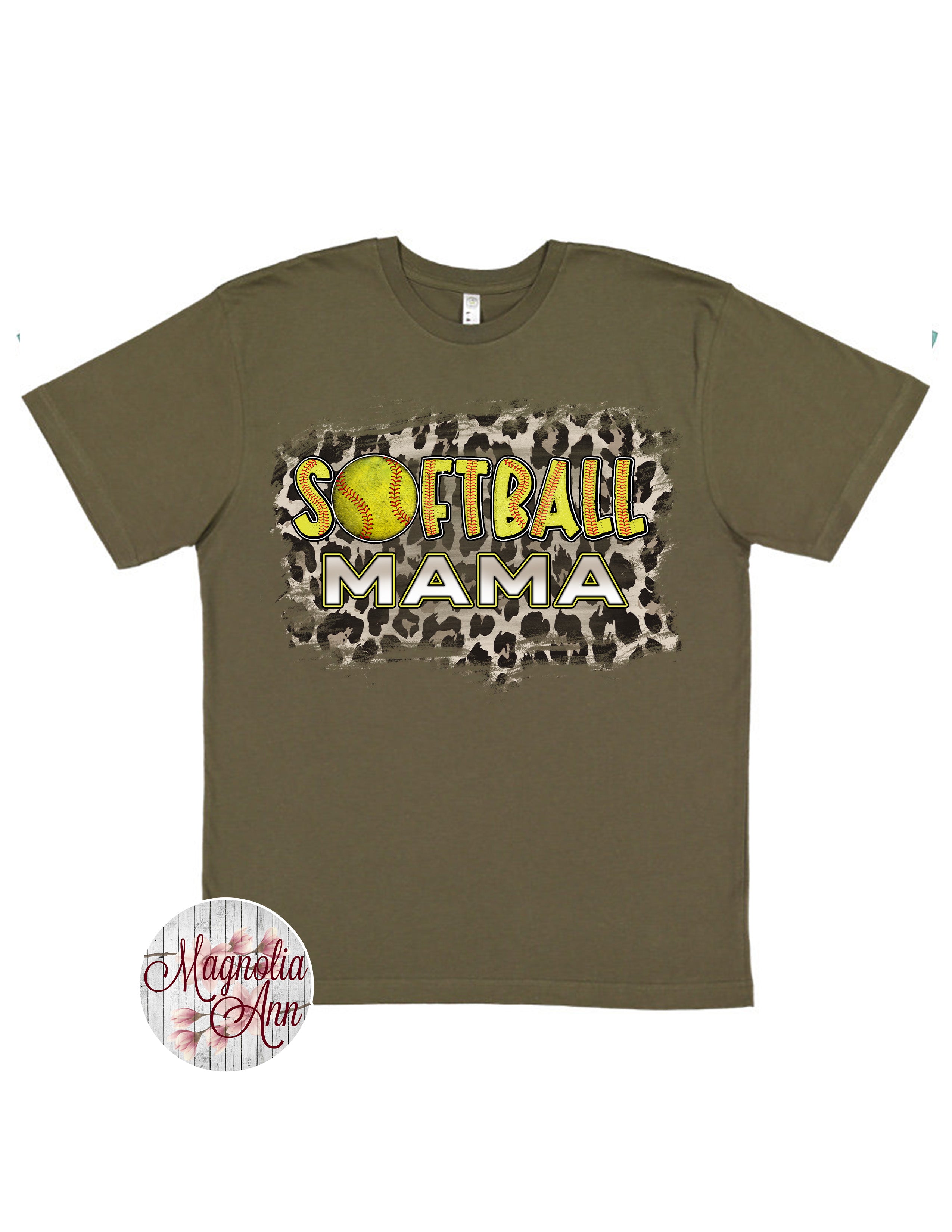 Animal Print Softball Mama Graphic T-Shirt