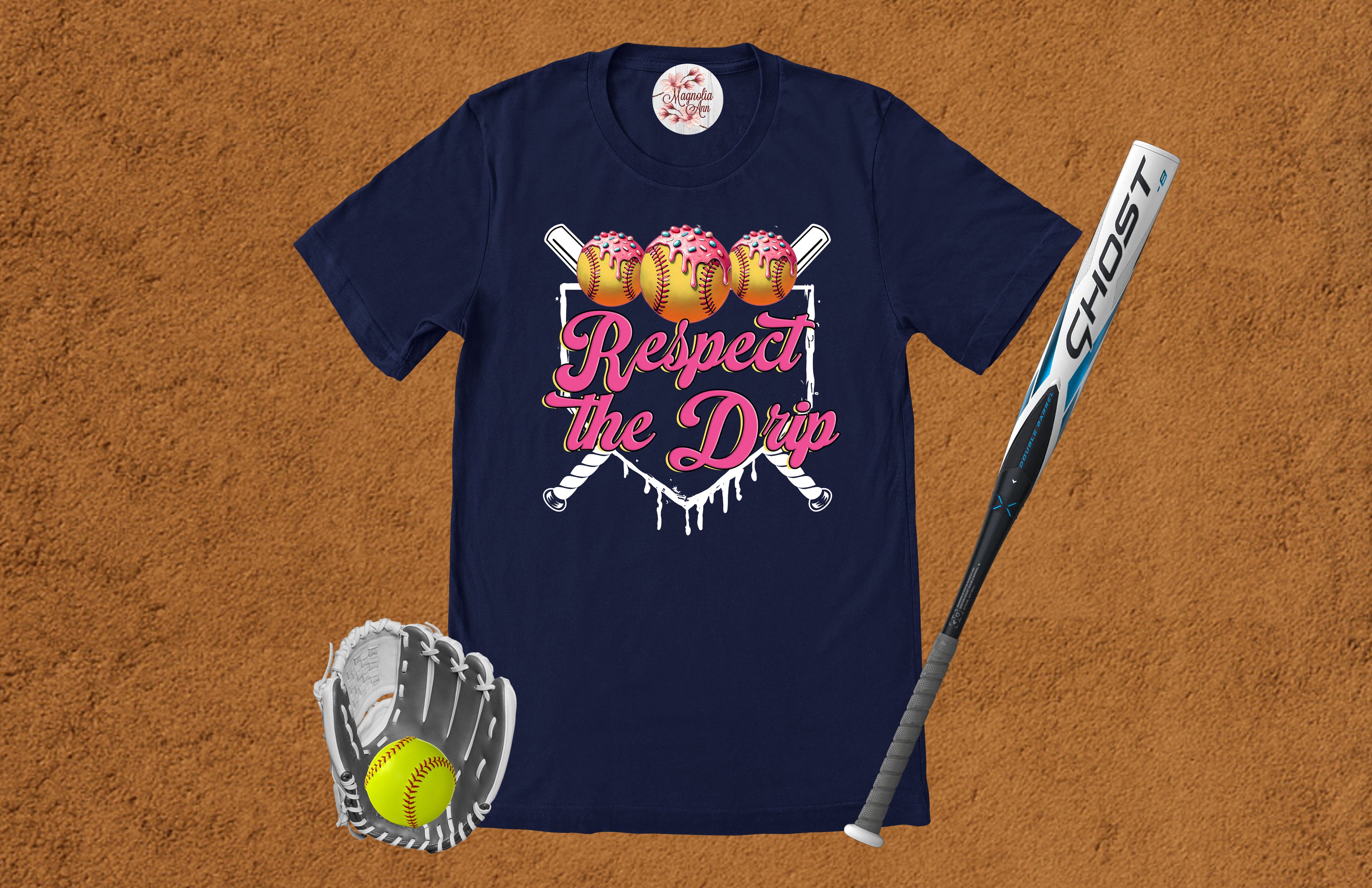 3 Softball Respect the Drip Graphic T-Shirt
