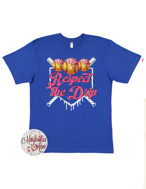 3 Softball Respect the Drip Graphic T-Shirt