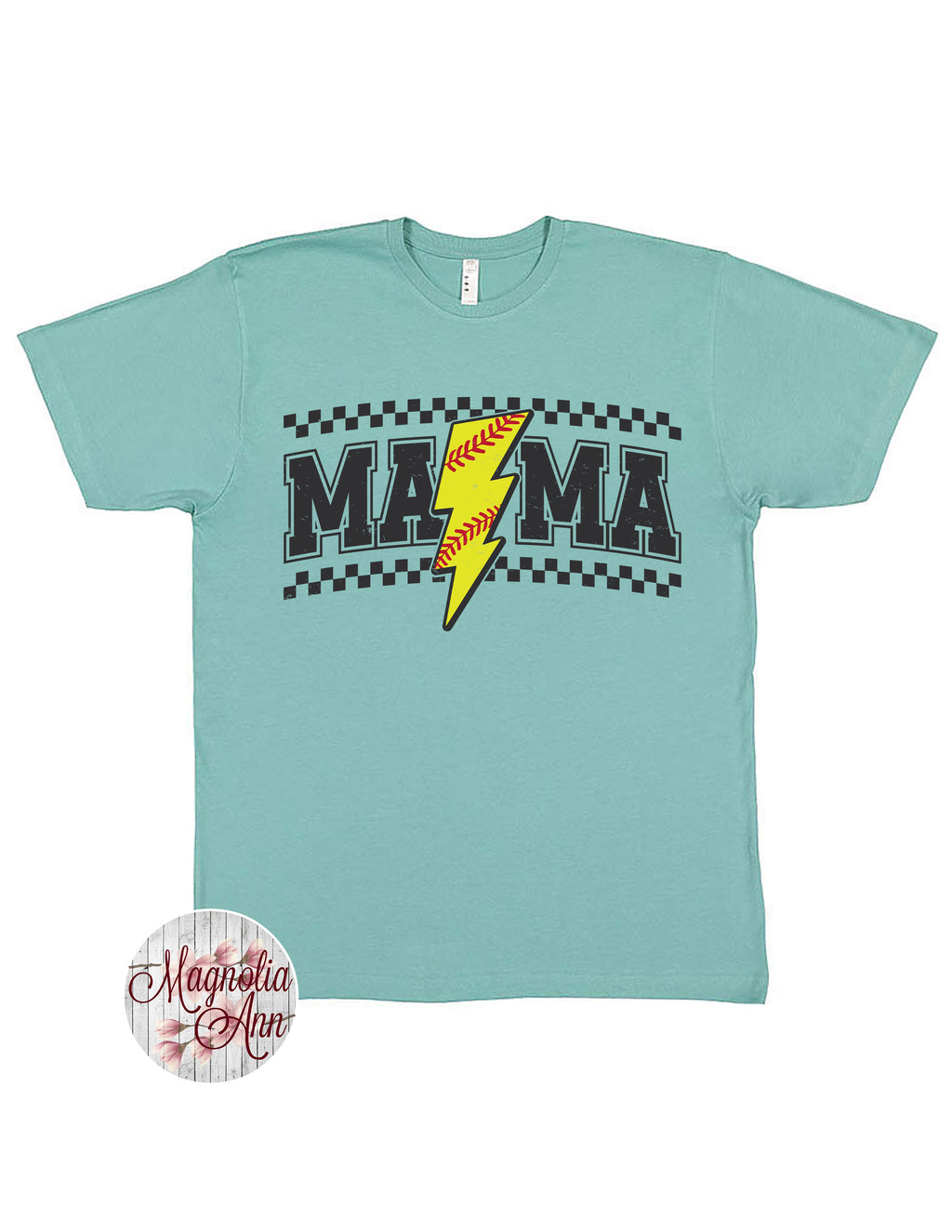 Retro Lightning Bolt Softball Mama Graphic T-Shirt