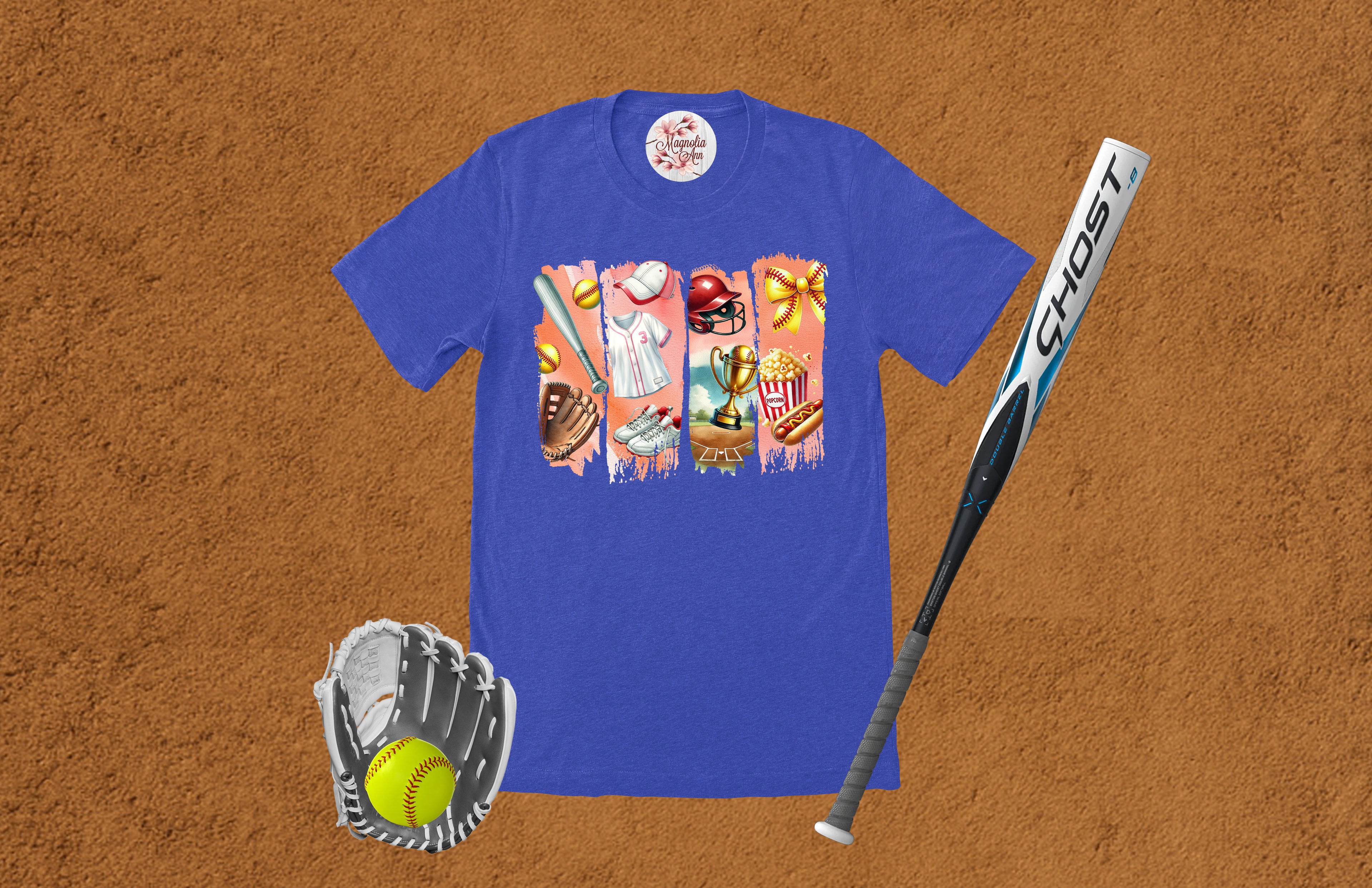 Retro Softball Icons Graphic T-Shirt
