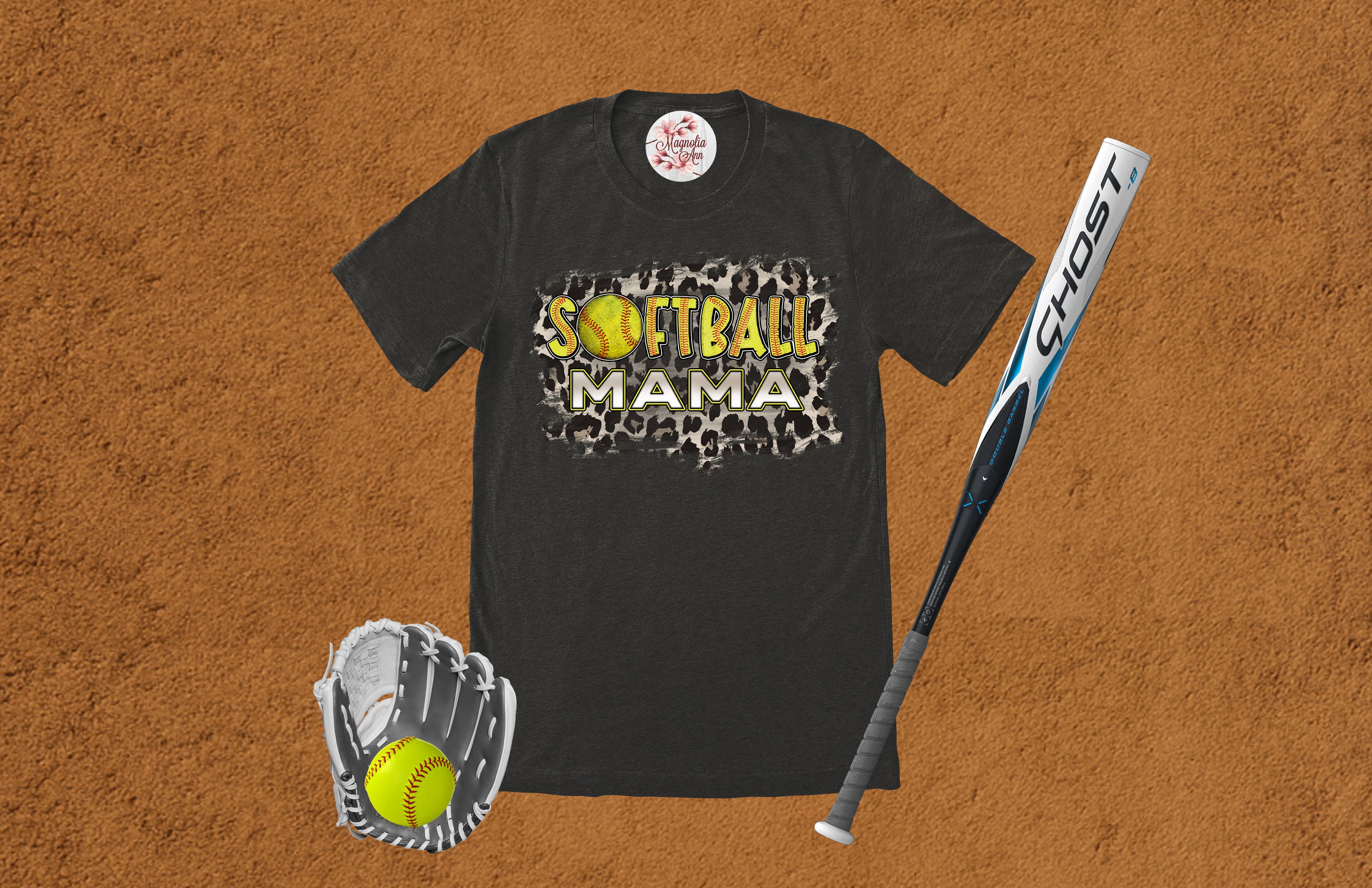 Animal Print Softball Mama Graphic T-Shirt