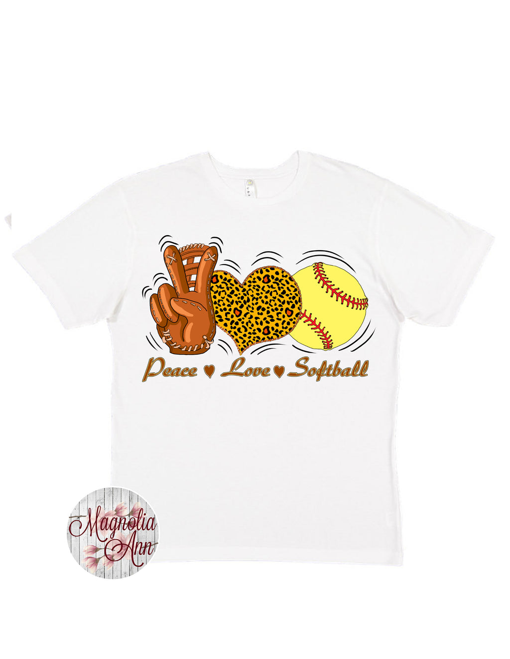 Peace Love And Softball Graphic T-Shirt