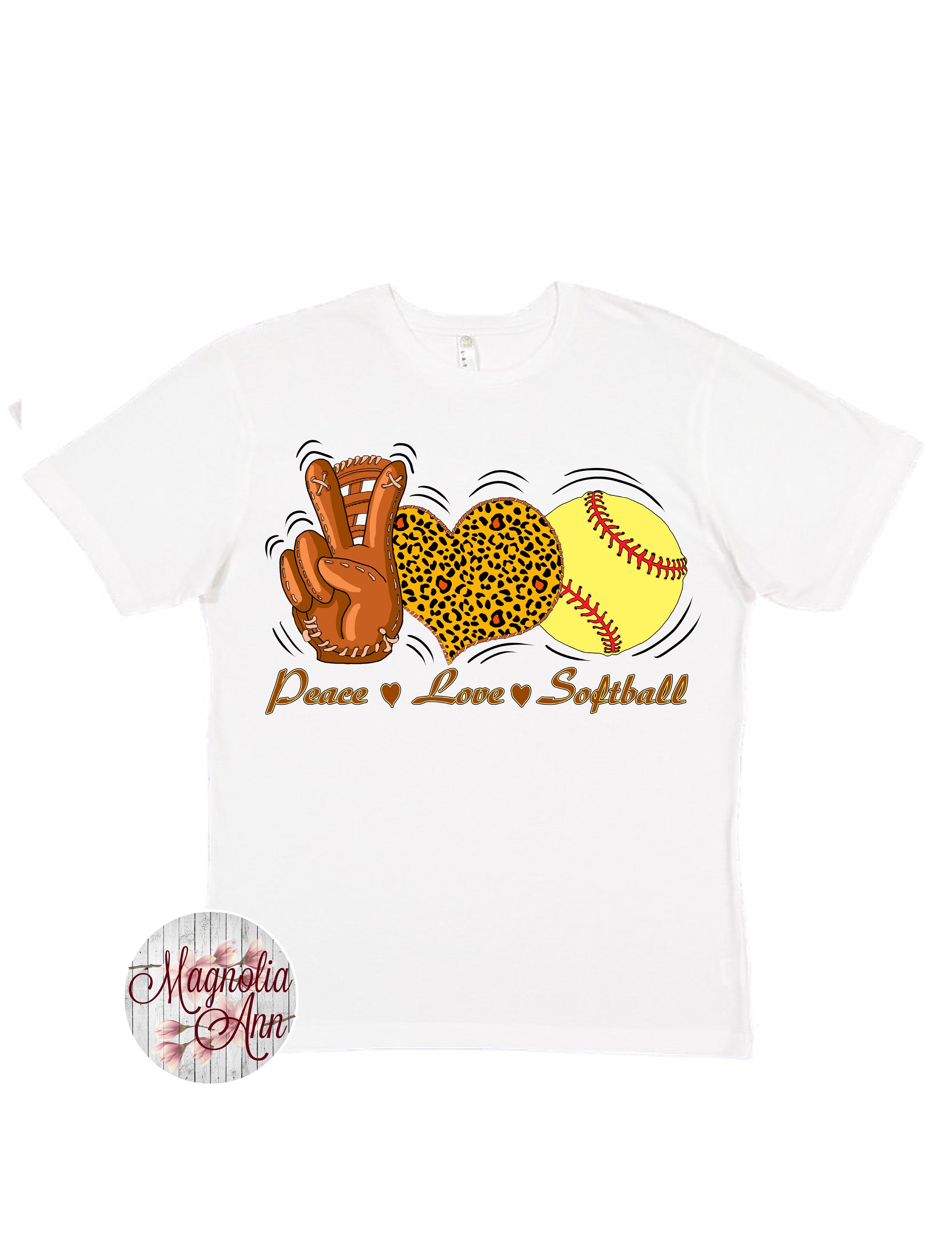Peace Love And Softball Graphic T-Shirt