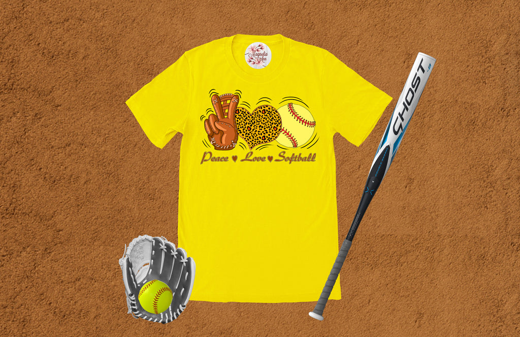 Peace Love And Softball Graphic T-Shirt