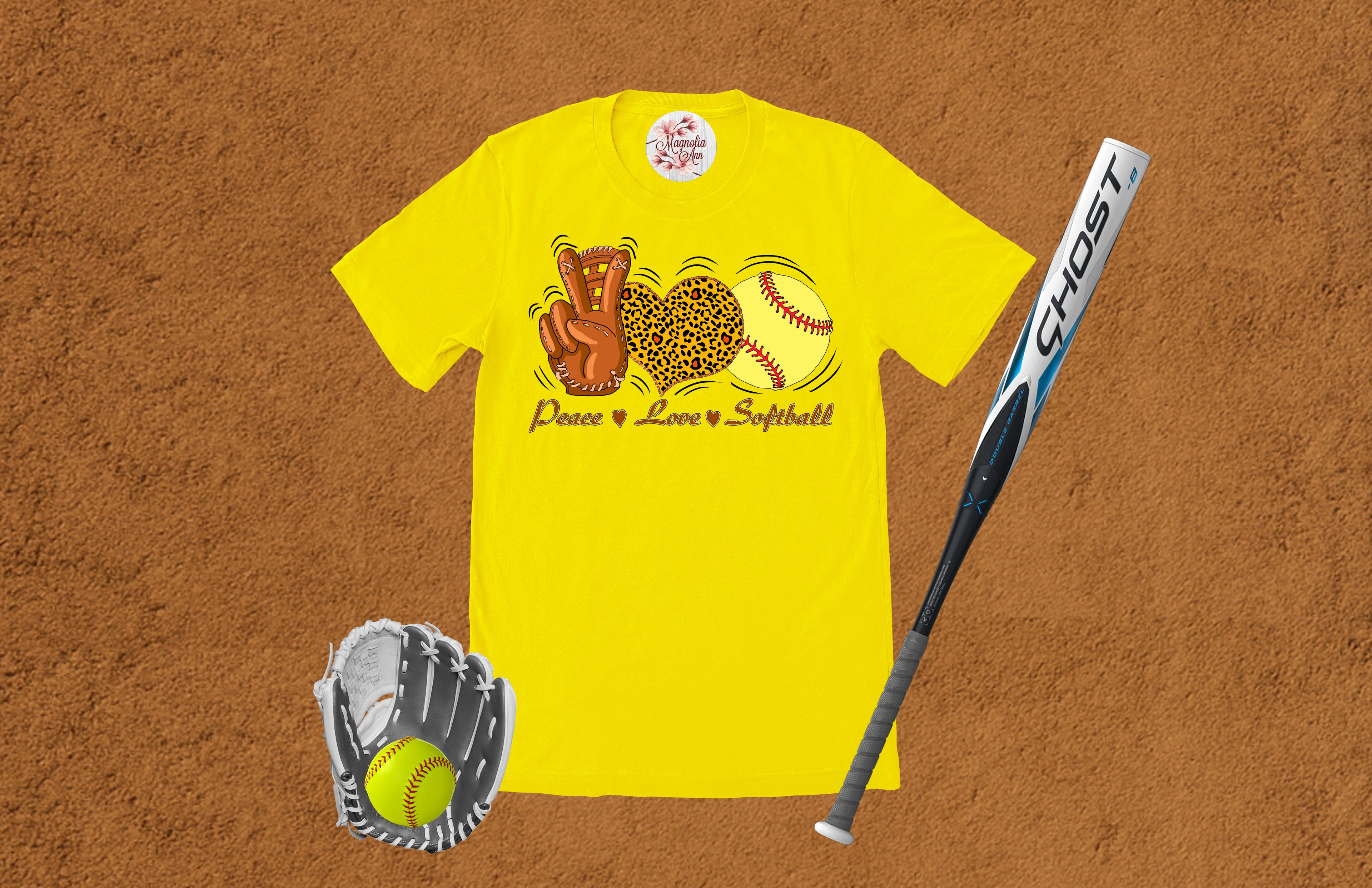 Peace Love And Softball Graphic T-Shirt