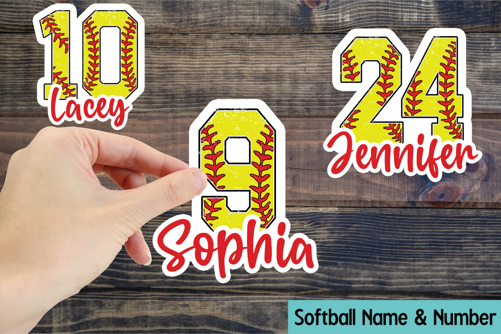 Custom Softball Name and Number Sticker