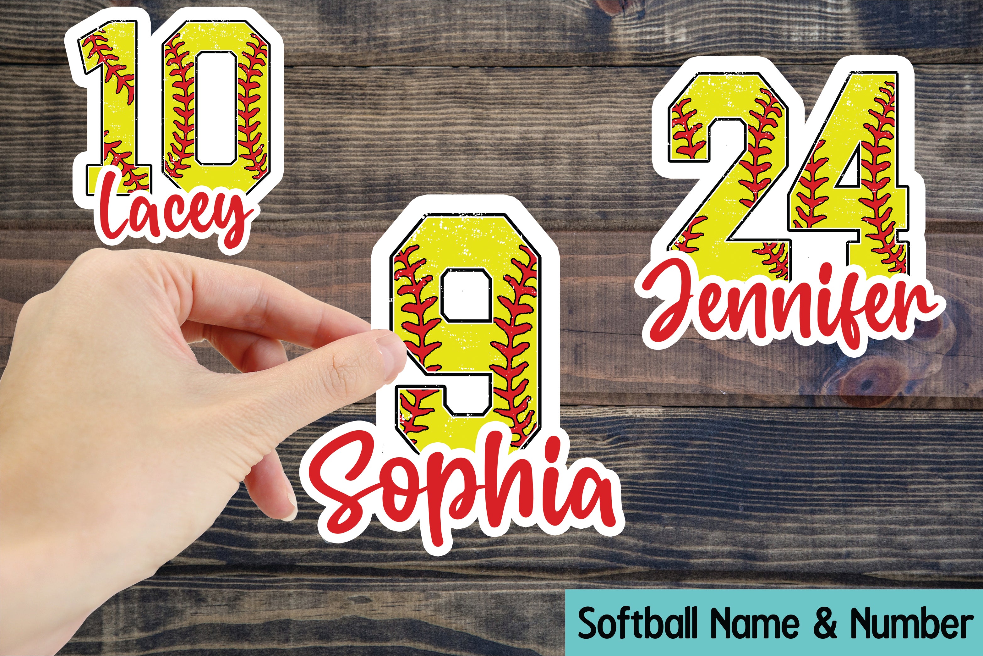 Custom Softball Name and Number Sticker