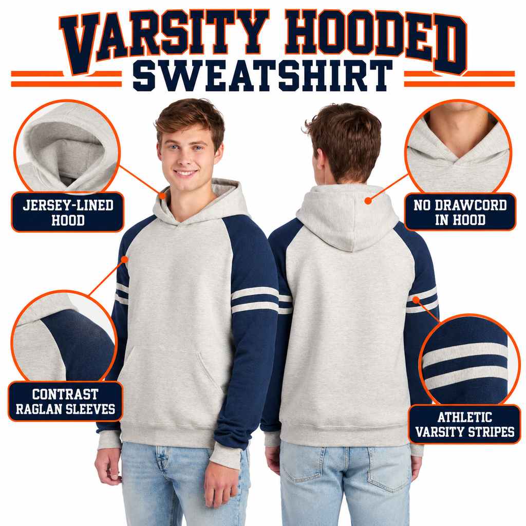 Unisex Varsity Color-Block Hooded Sweatshirt