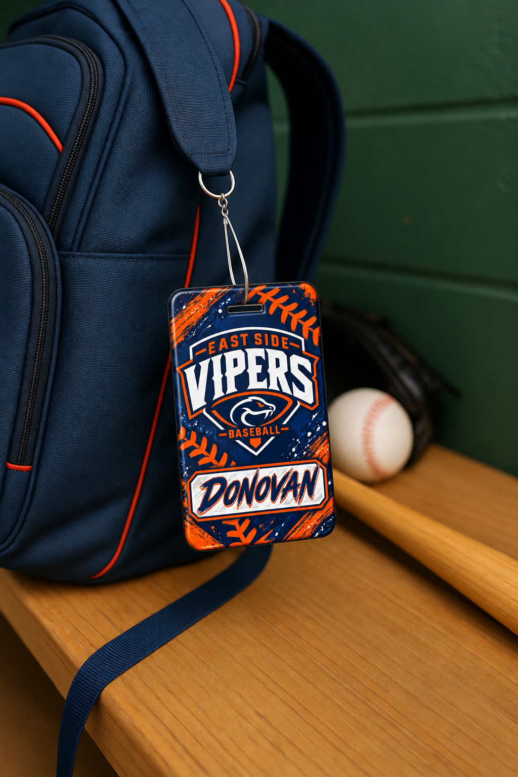 Custom Vipers Rectangle Baseball Bag Tag