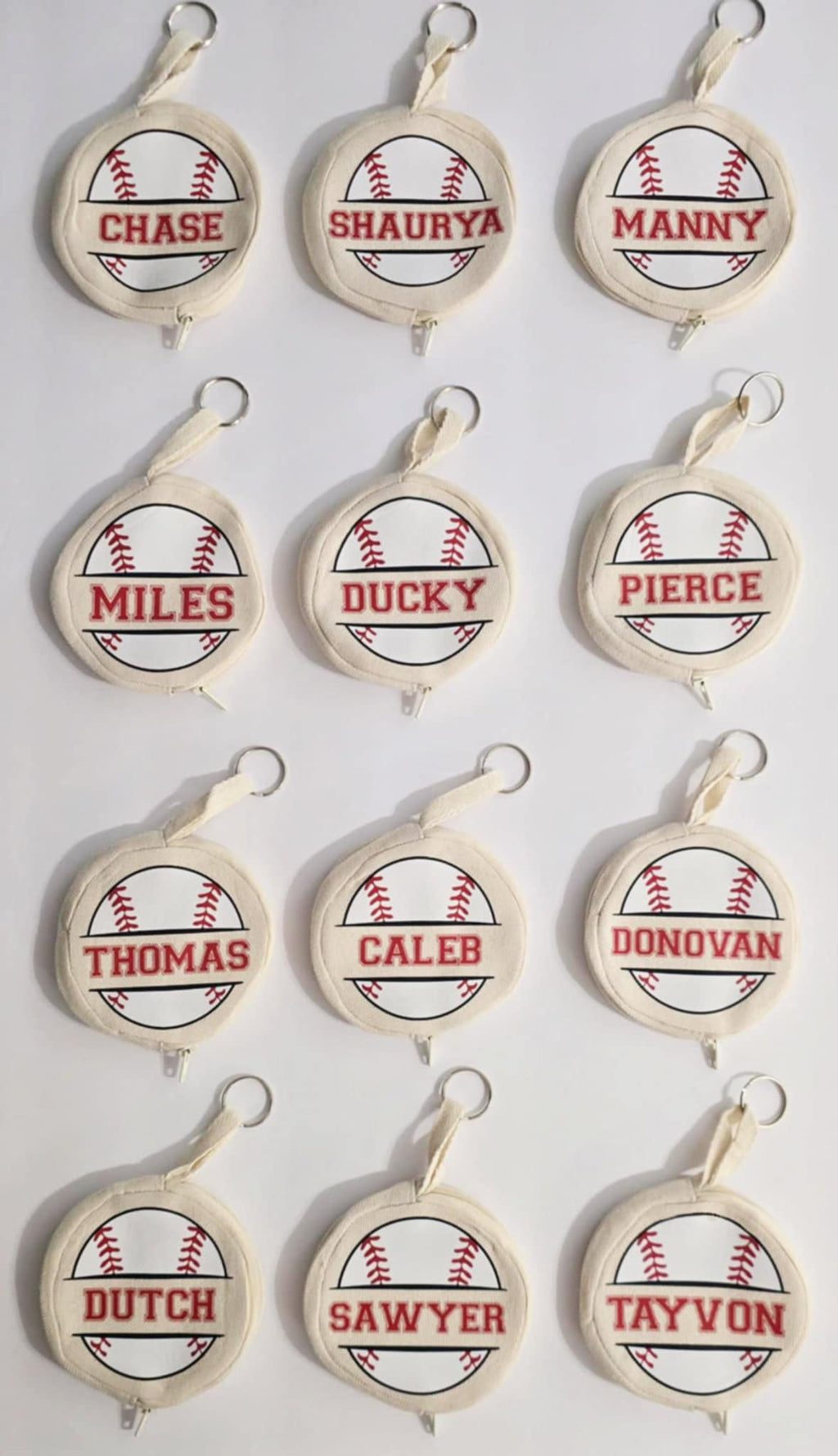 Custom Circle Baseball Zipper Pouch