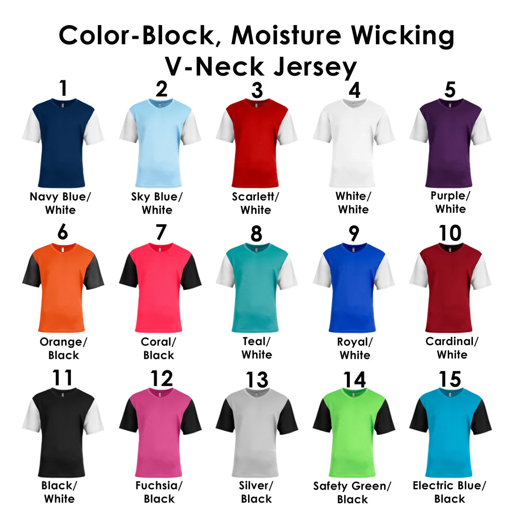 Custom Adult Unisex Moisture Wicking Color Block V-Neck Jersey