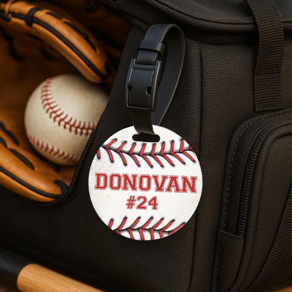 Custom Circle Baseball Bag Tag