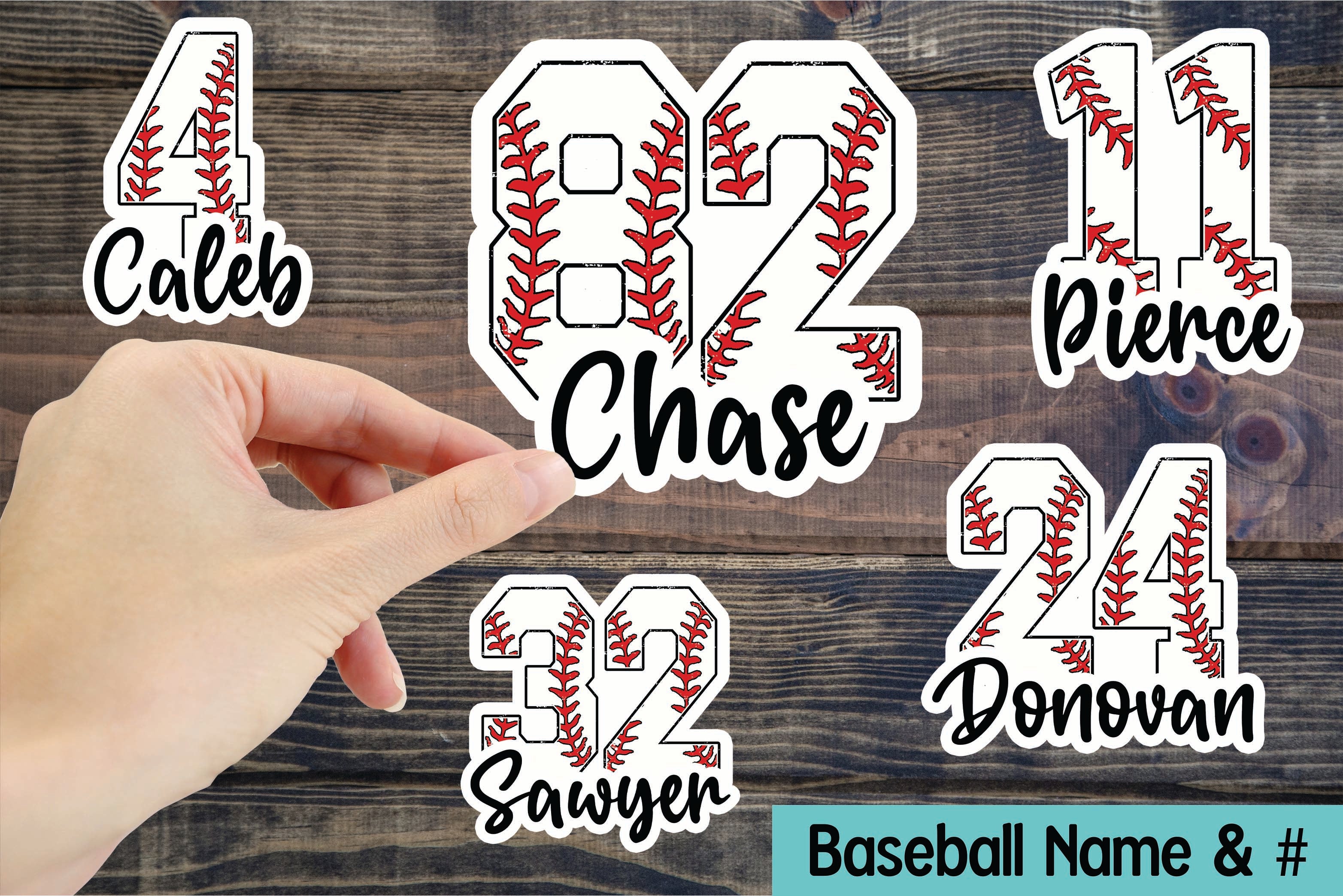 Custom Baseball Name and Number Sticker