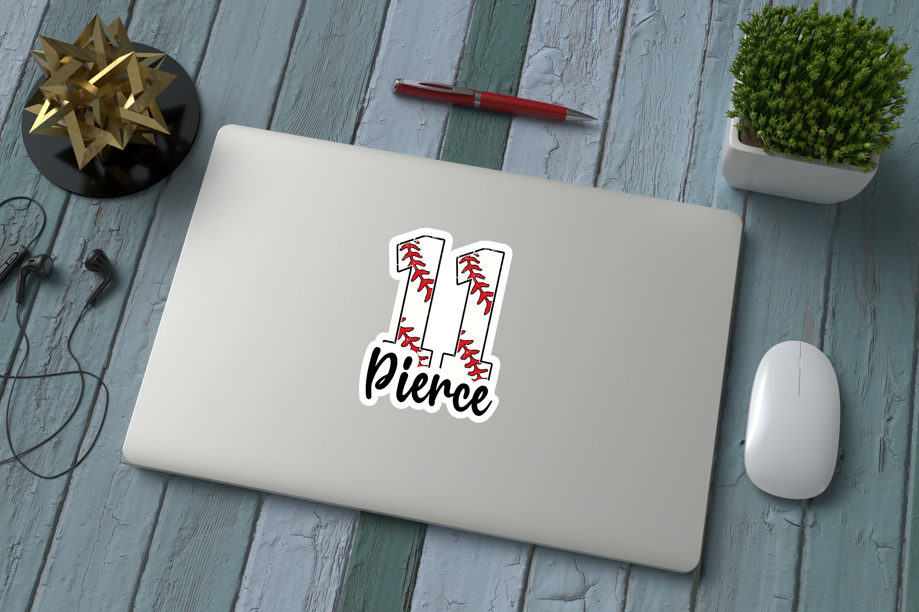 Custom Baseball Name and Number Sticker