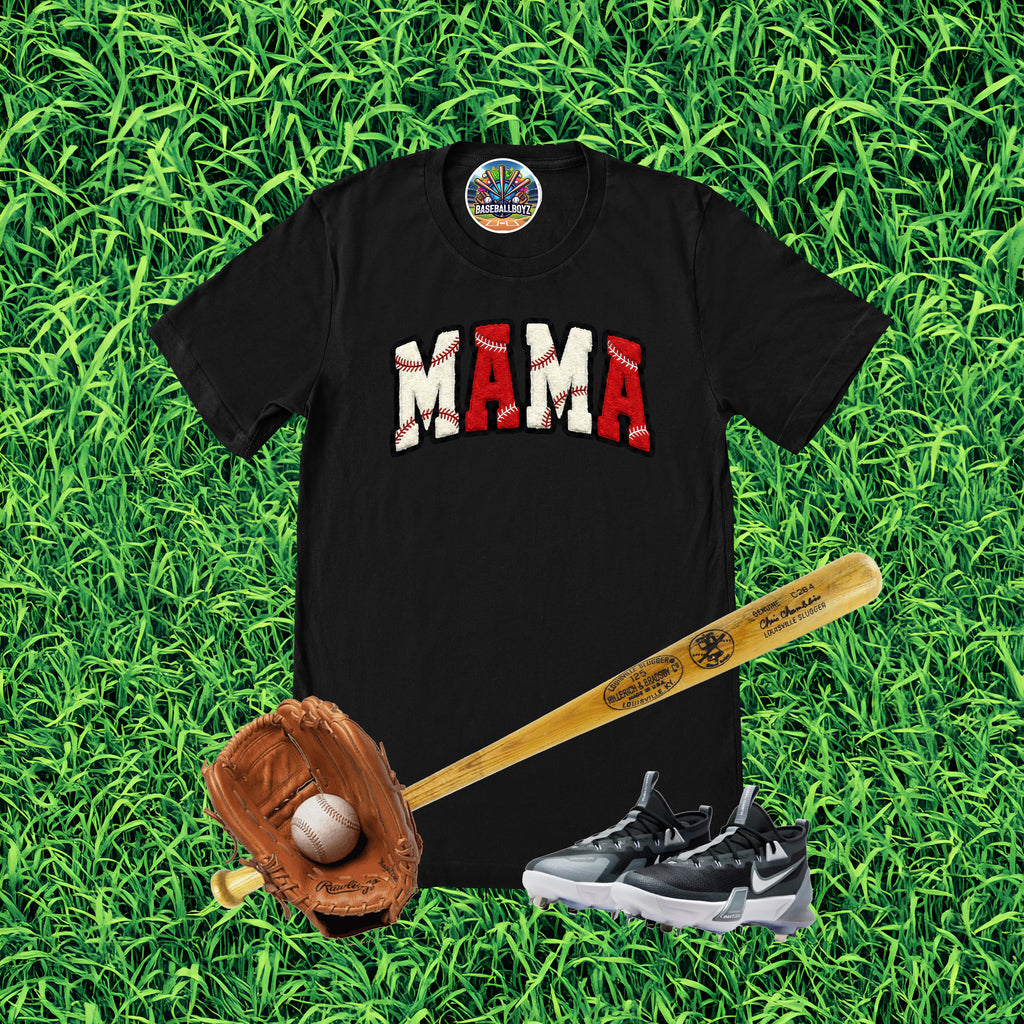 Baseball Mama Faux Patch Graphic T-Shirt