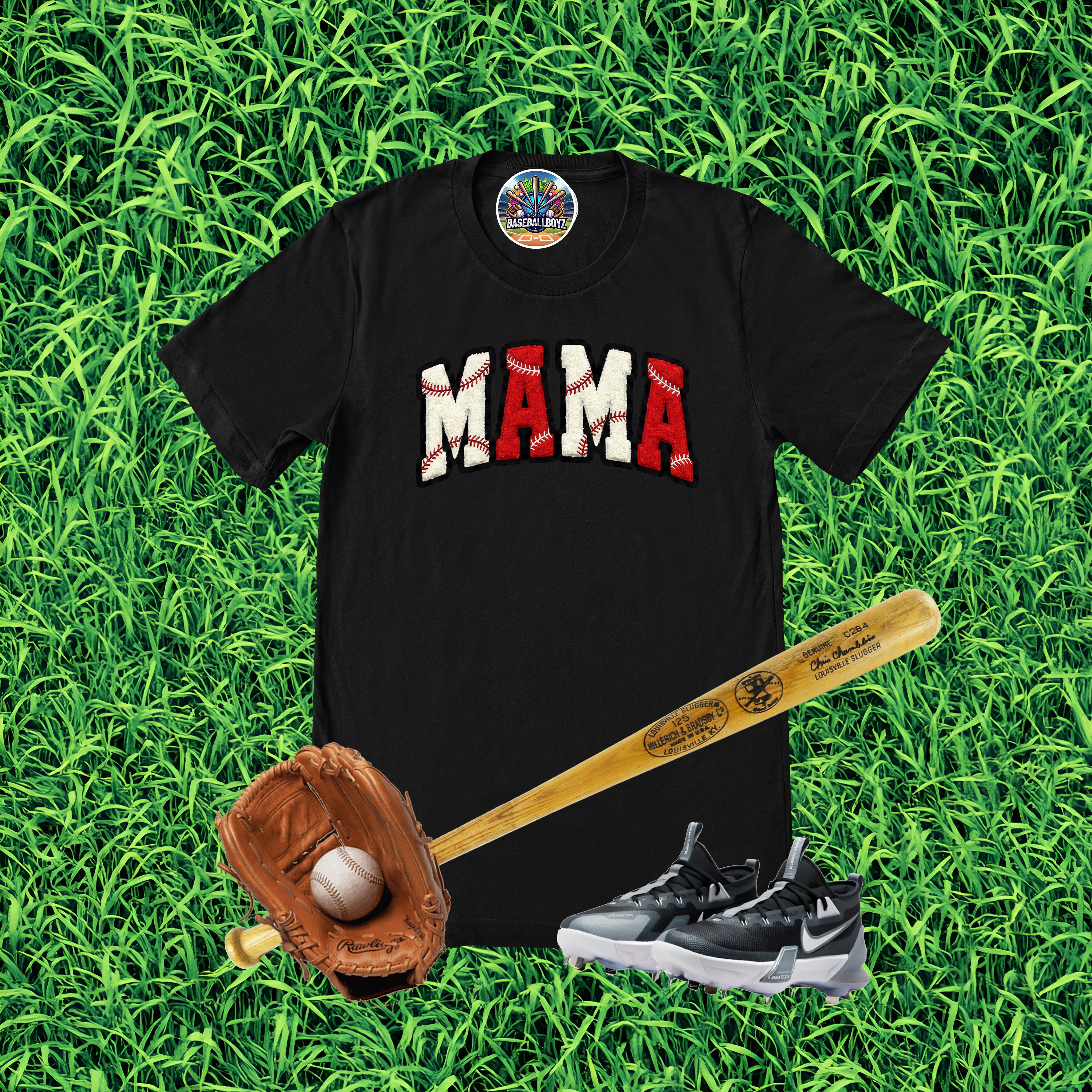 Baseball Mama Faux Patch Graphic T-Shirt