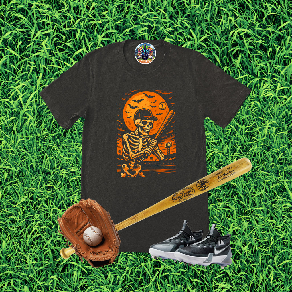 Baseball Skeleton Batting Halloween Graphic T-Shirt