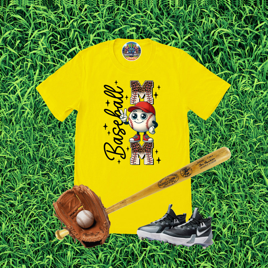 Baseball Mom Cartoon Ball Graphic T-Shirt