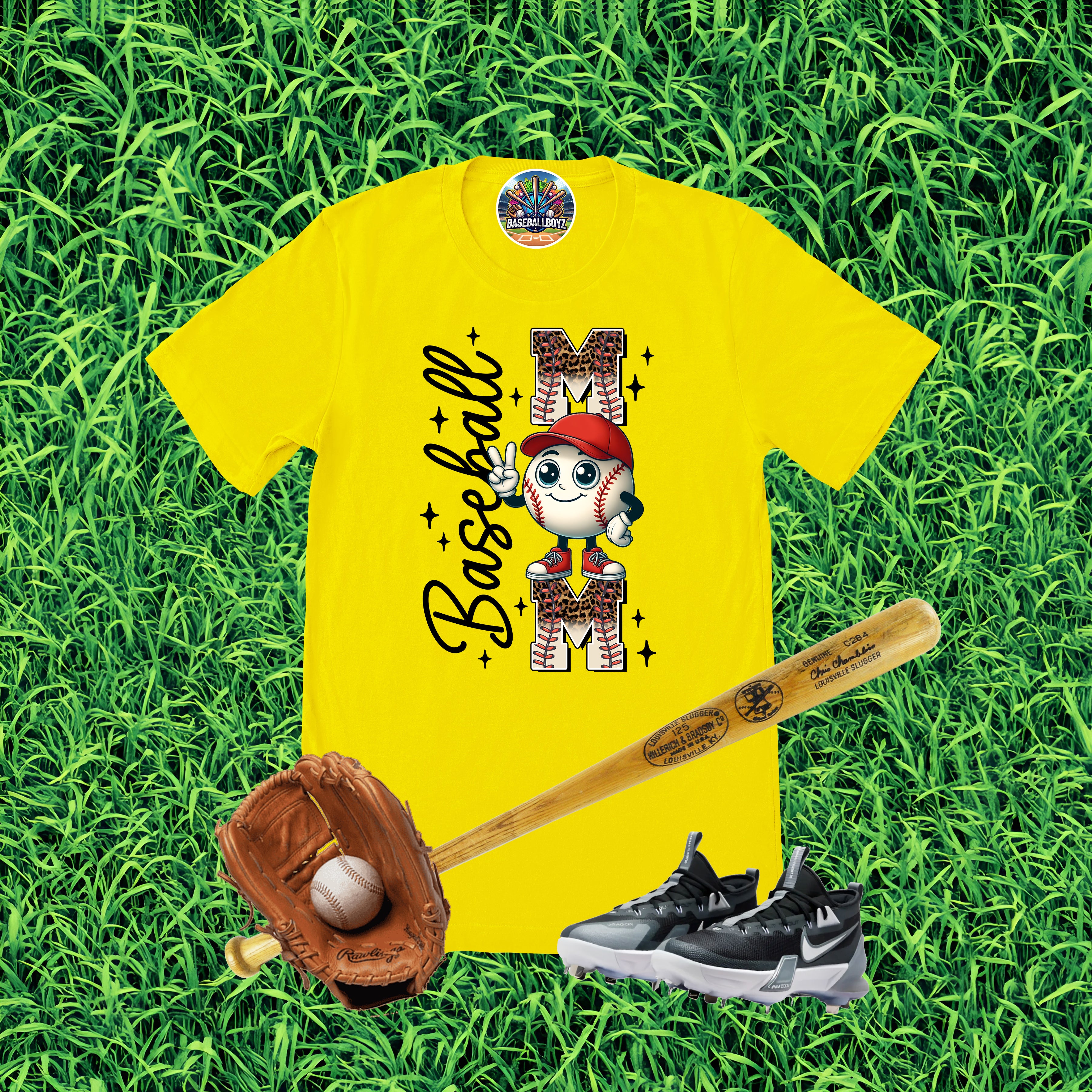 Baseball Mom Cartoon Ball Graphic T-Shirt