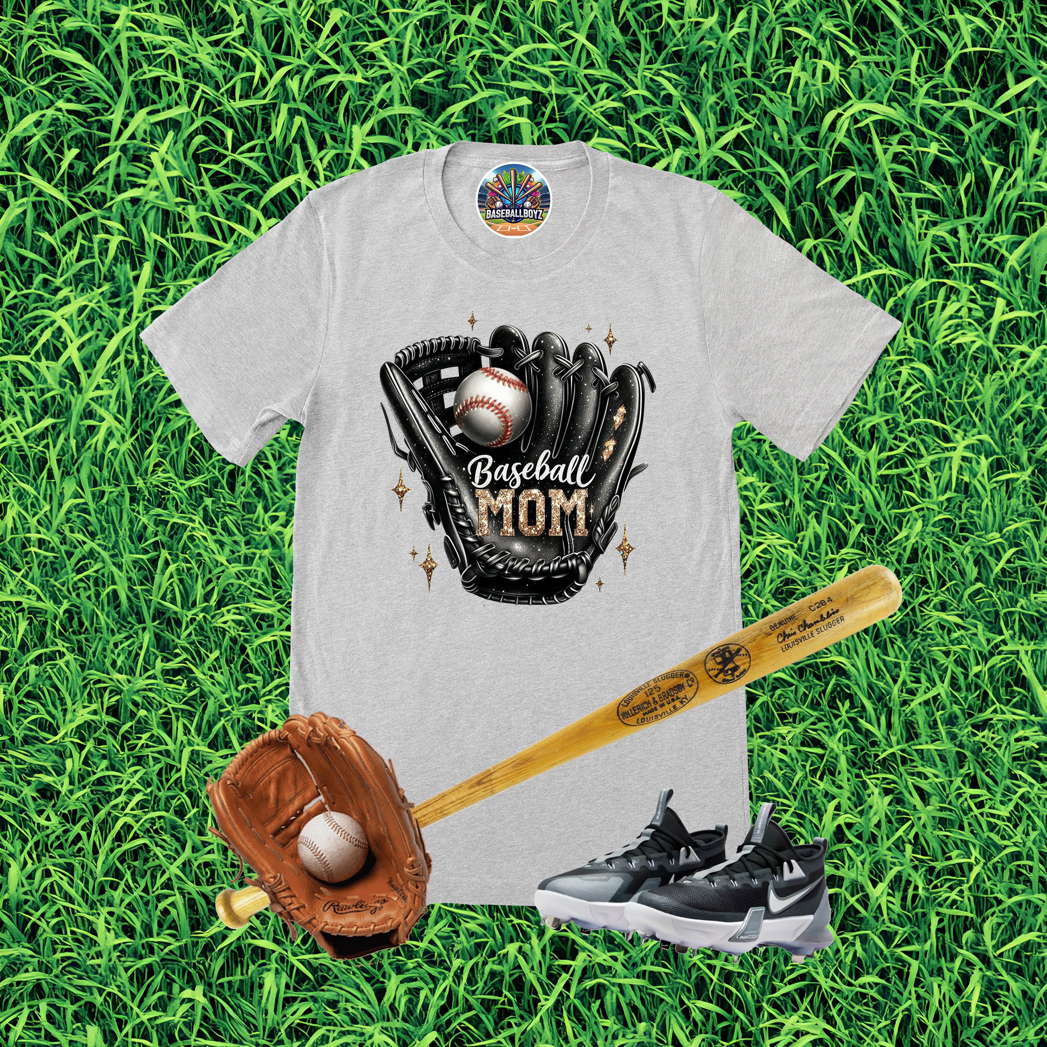Baseball Mom Glove Graphic T-Shirt