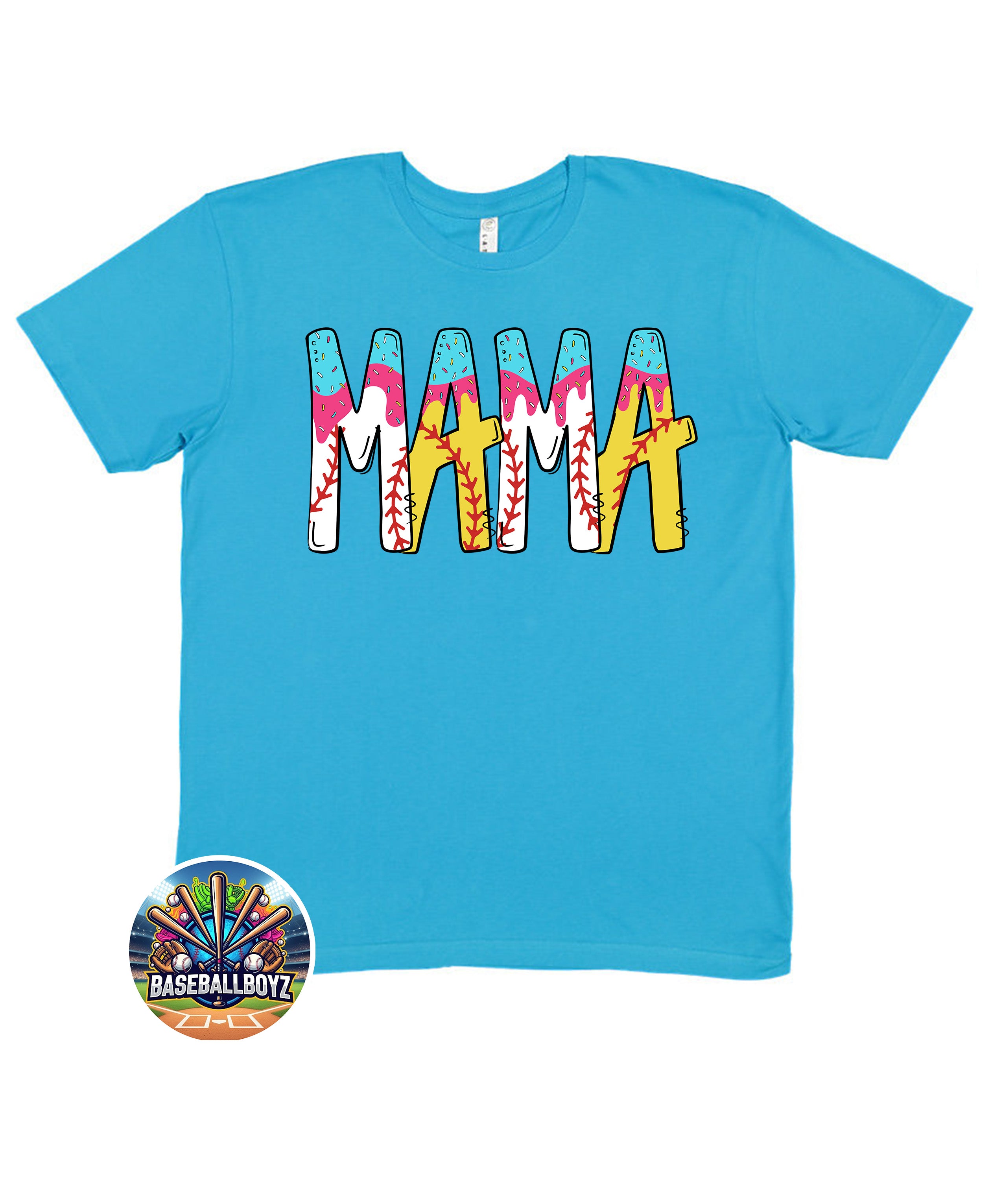 Mama Baseball Softball Ice Cream Drip Checkered T-Shirt