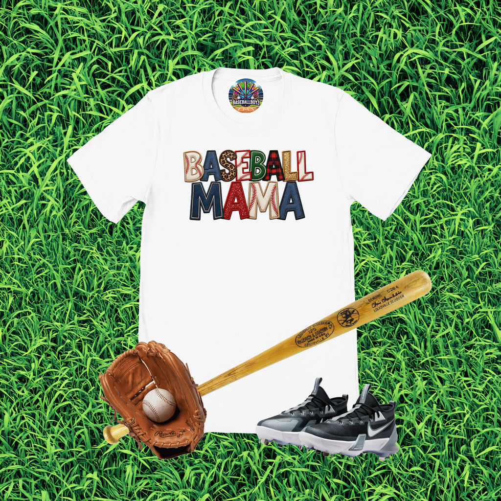Baseball Mama Faux Patch Graphic T-Shirt
