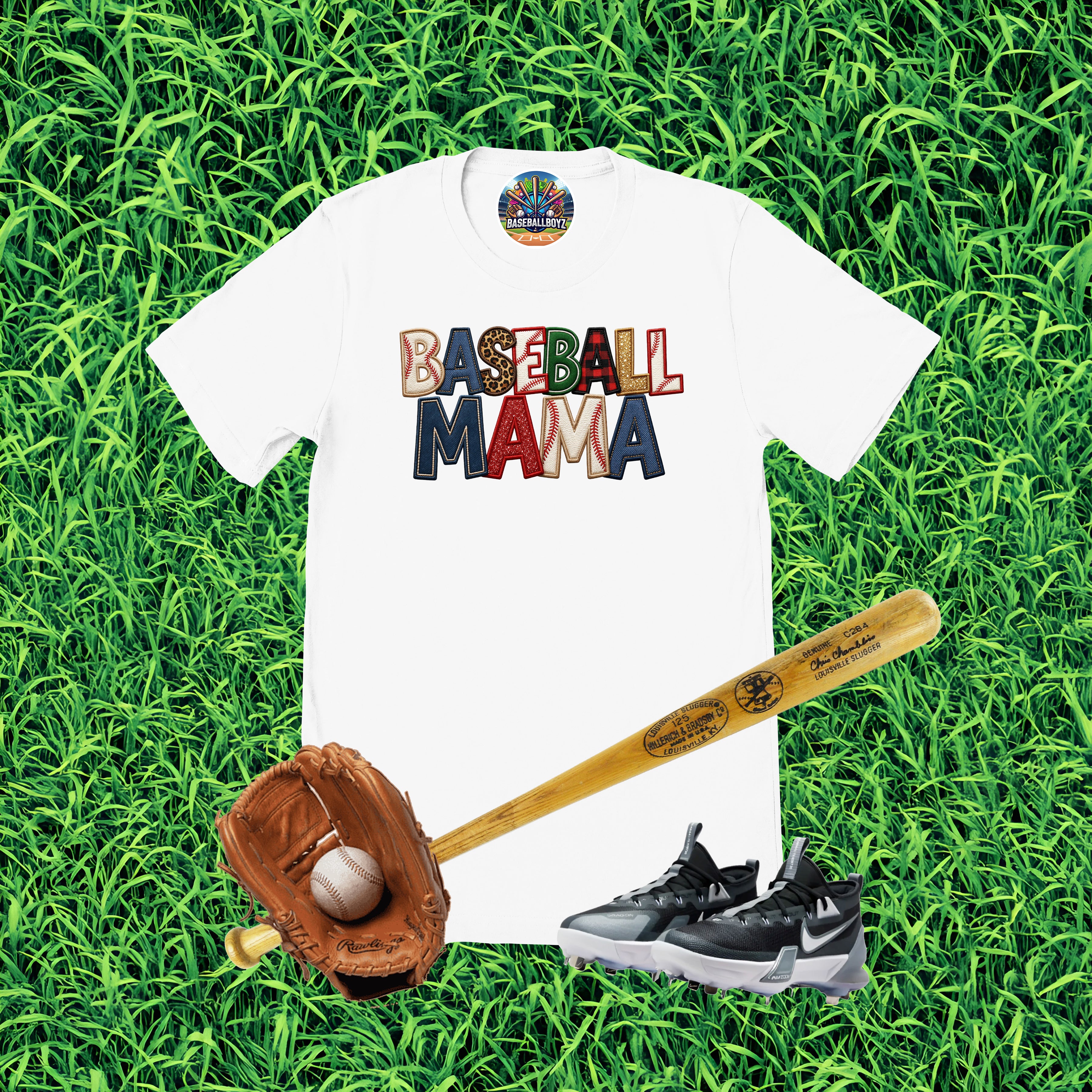 Baseball Mama Faux Patch Graphic T-Shirt