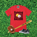 Raising Ballers Baseball Softball Checkered T-Shirt