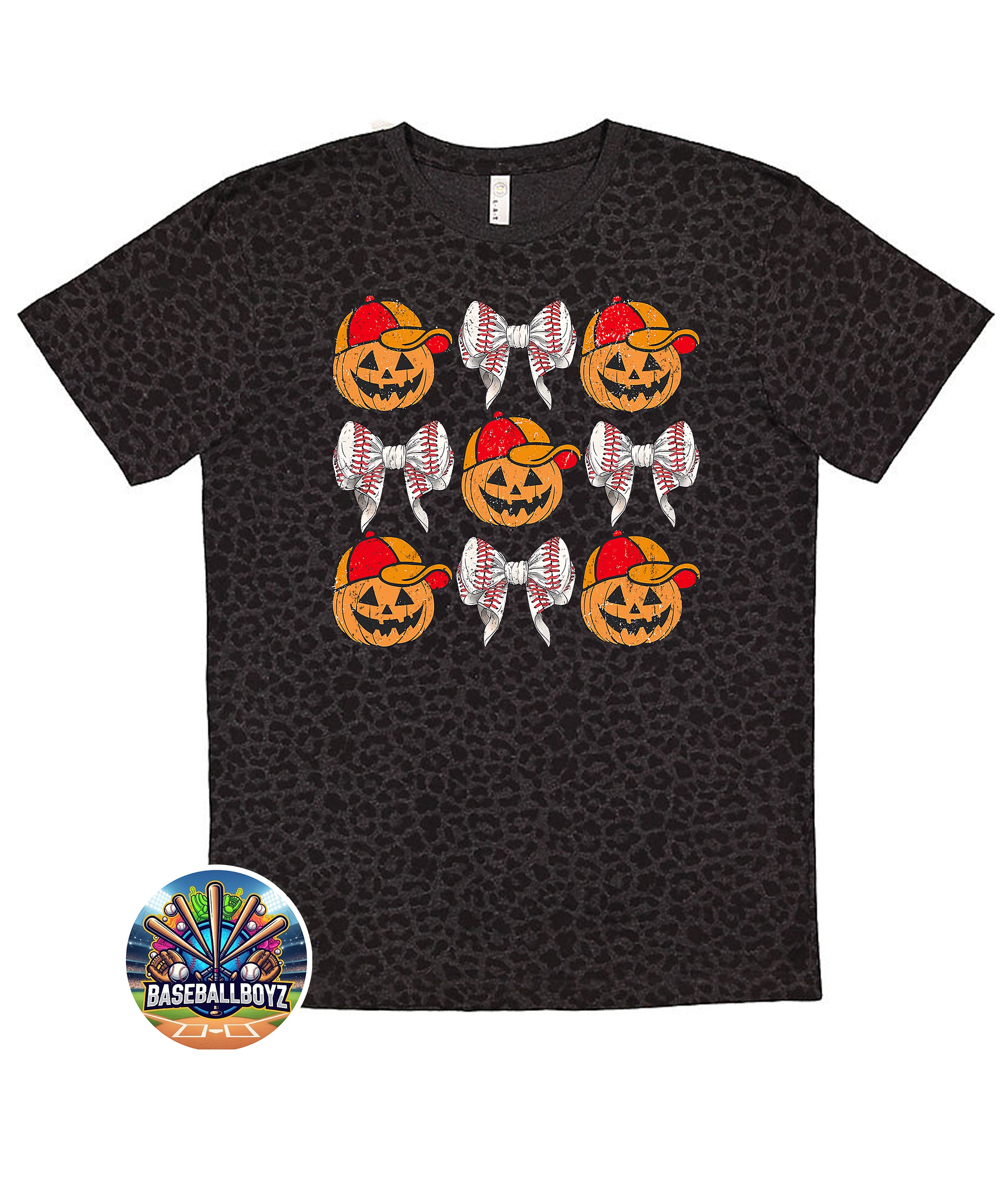 Baseball Pumpkins Coquette Bows Halloween Graphic T-Shirt