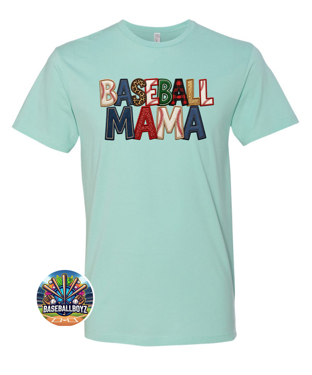 Baseball Mama Faux Patch Graphic T-Shirt
