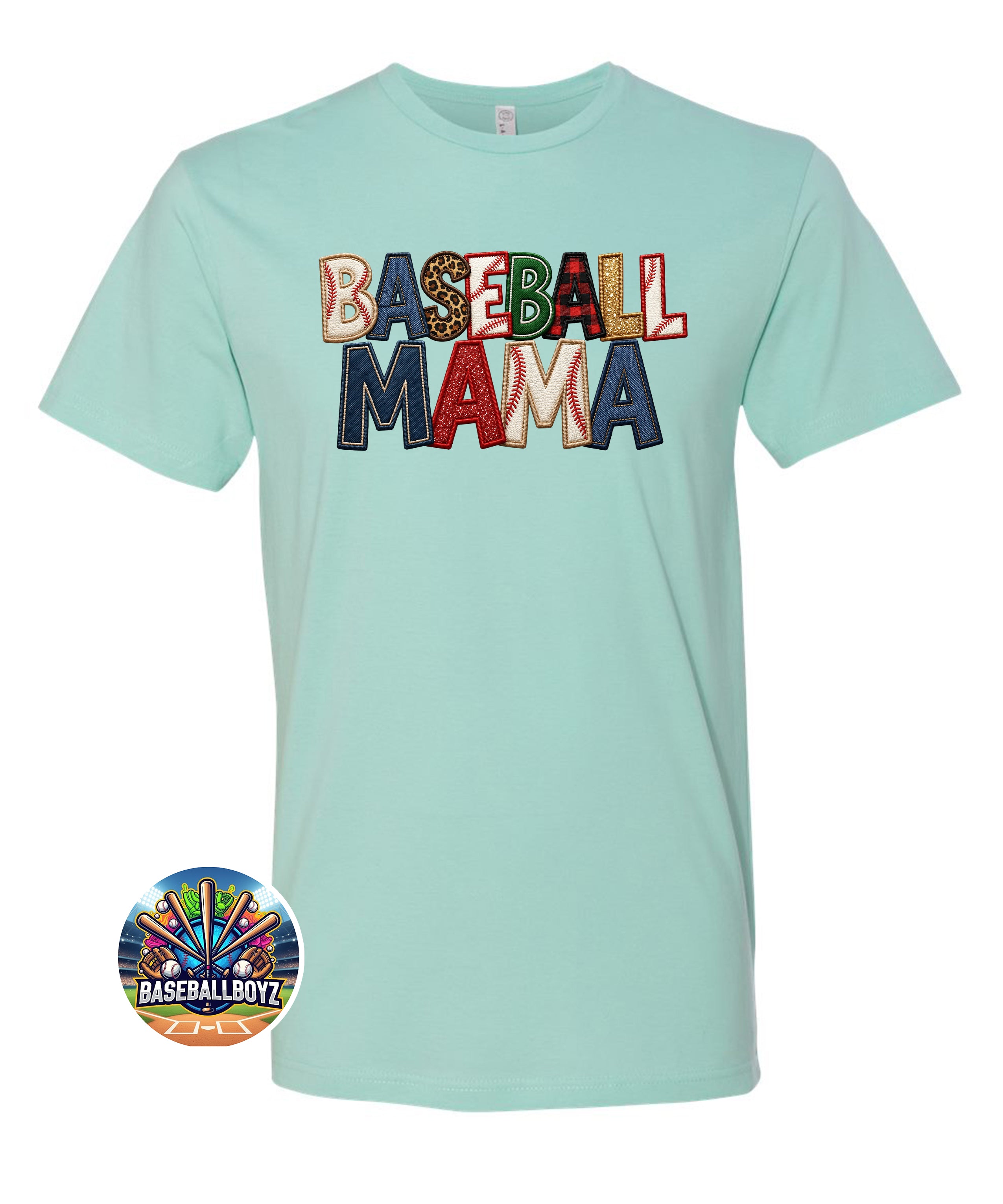 Baseball Mama Faux Patch Graphic T-Shirt