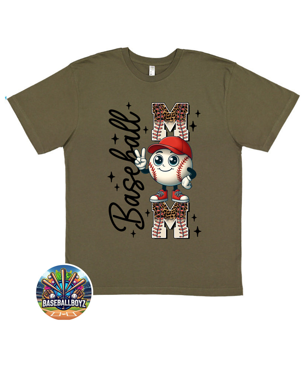 Baseball Mom Cartoon Ball Graphic T-Shirt