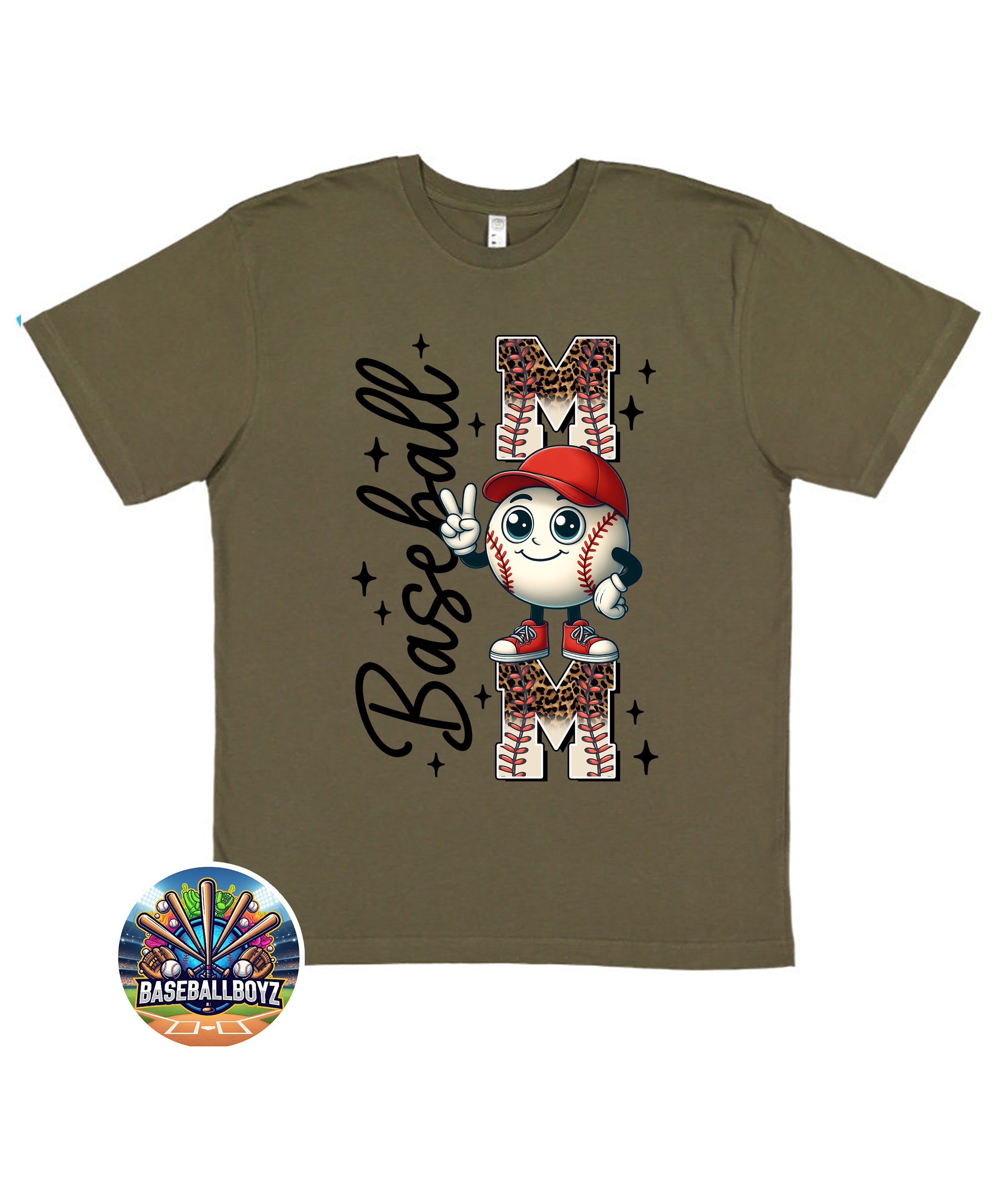 Baseball Mom Cartoon Ball Graphic T-Shirt