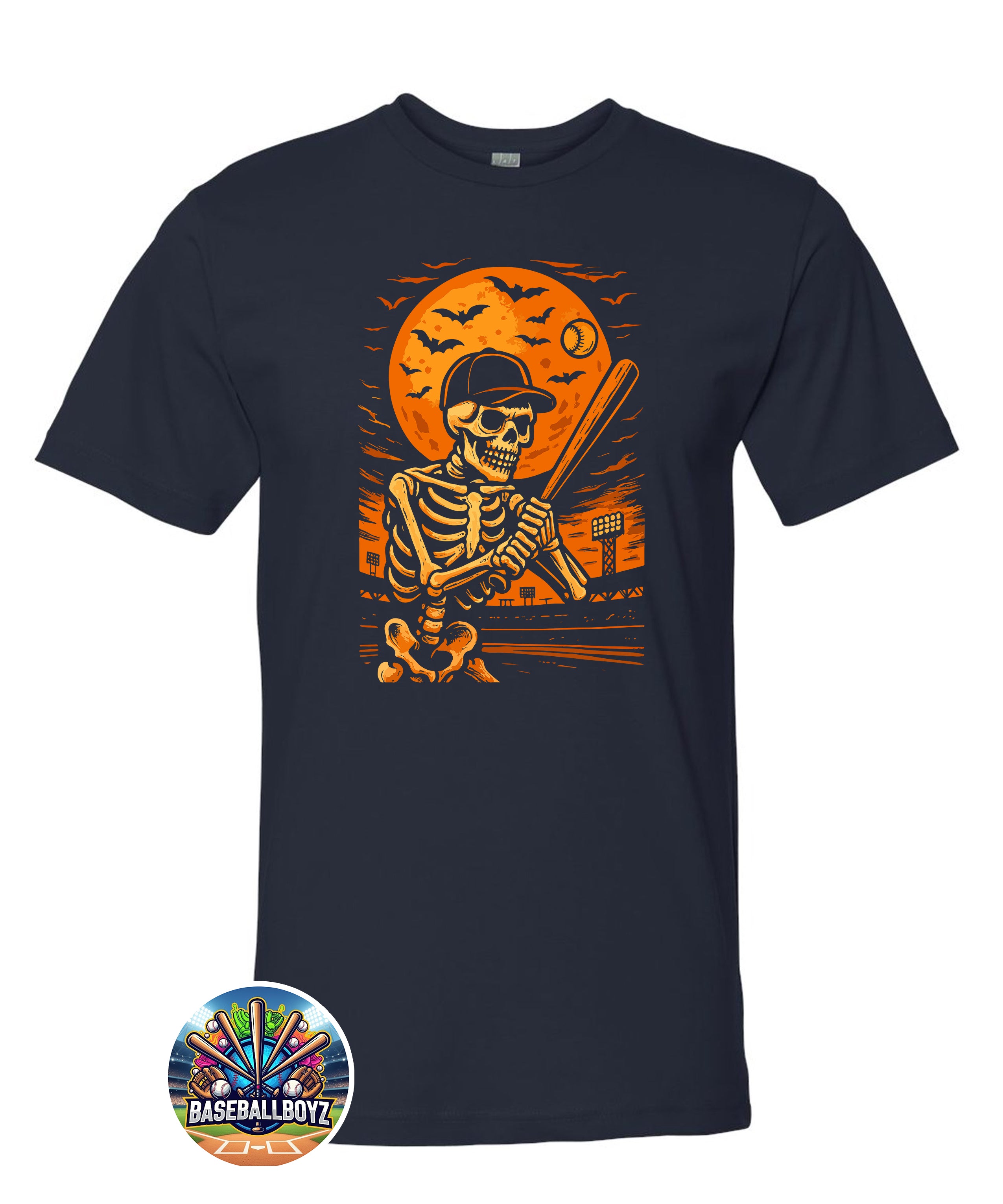 Baseball Skeleton Batting Halloween Graphic T-Shirt