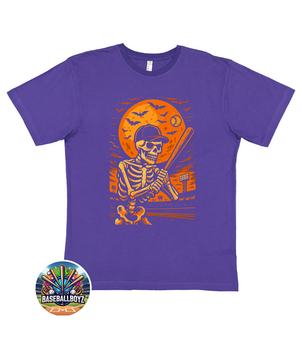 Baseball Skeleton Batting Halloween Graphic T-Shirt