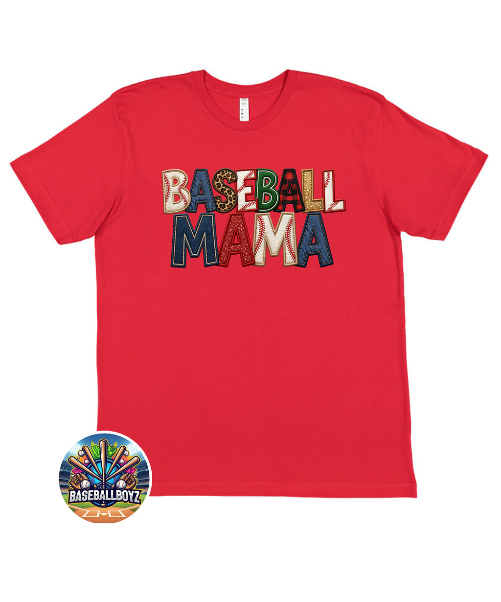 Baseball Mama Faux Patch Graphic T-Shirt