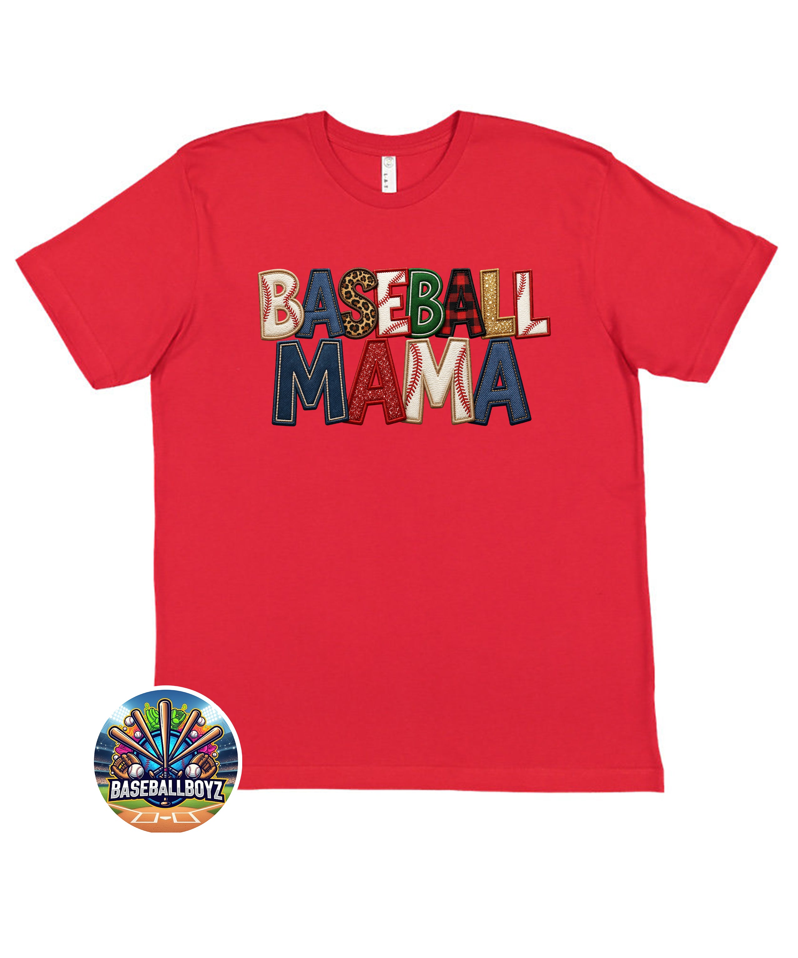 Baseball Mama Faux Patch Graphic T-Shirt