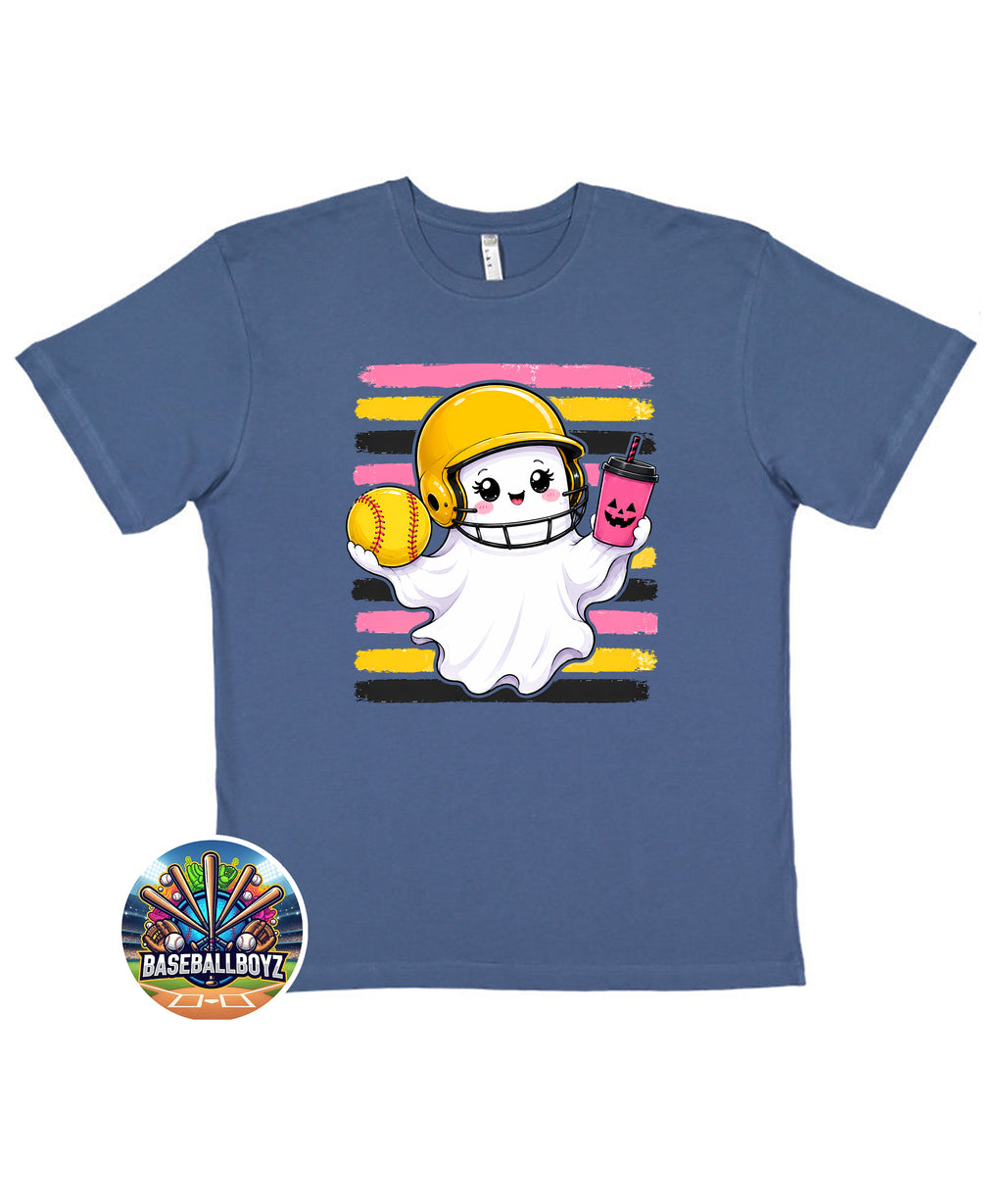 Softball Ghost Halloween Graphic T-Shirt