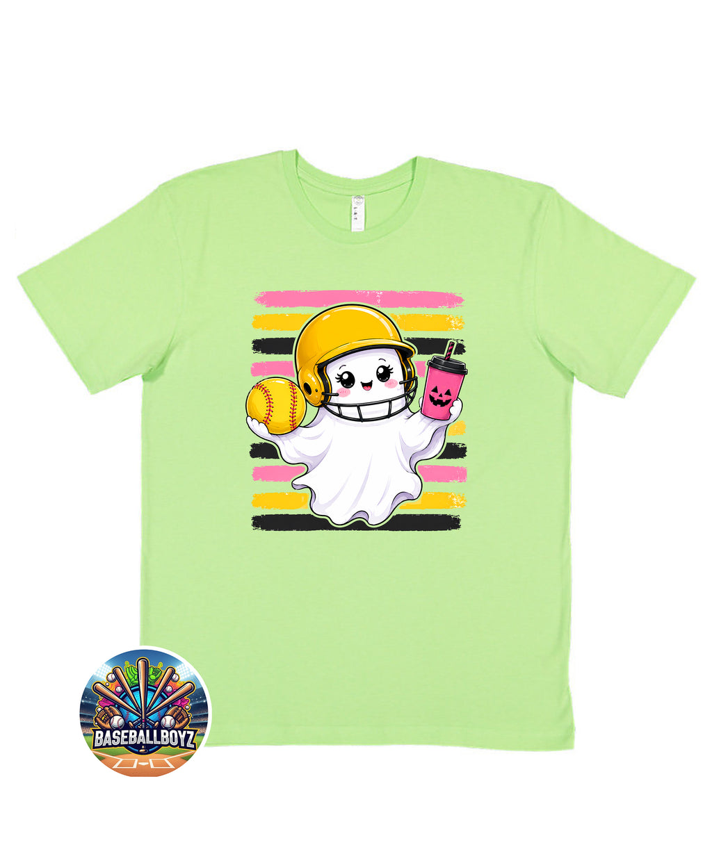 Softball Ghost Halloween Graphic T-Shirt