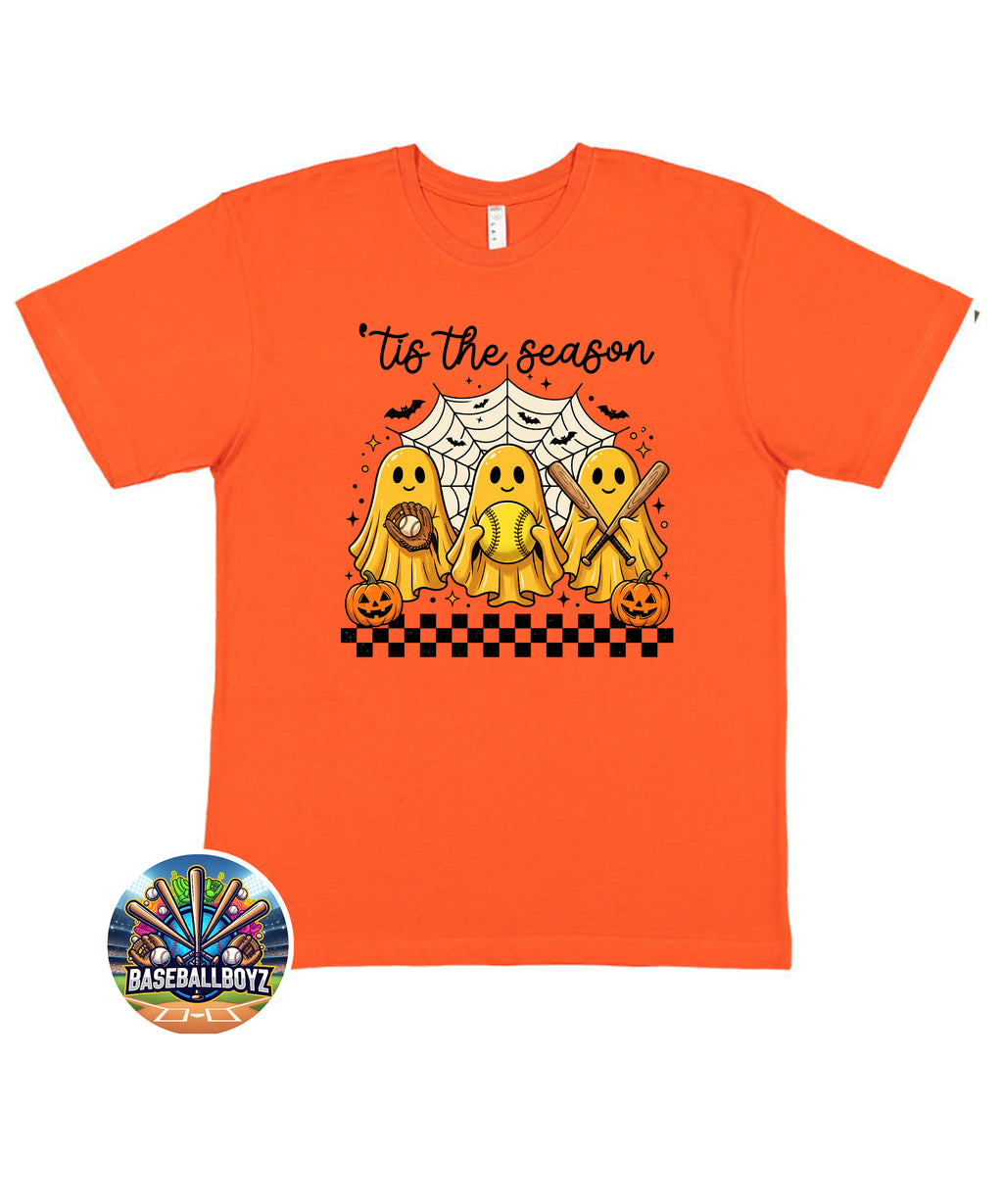 Tis The Season Softball Ghost Halloween Graphic T-Shirt