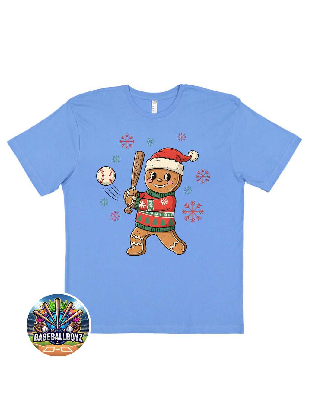 Gingerbread Baseball Christmas Graphic T-Shirt