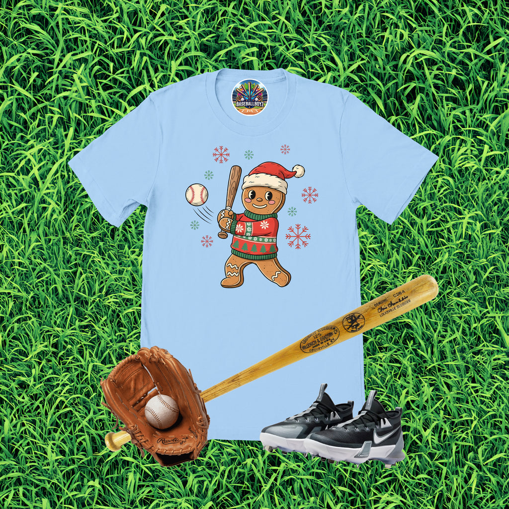 Gingerbread Baseball Christmas Graphic T-Shirt