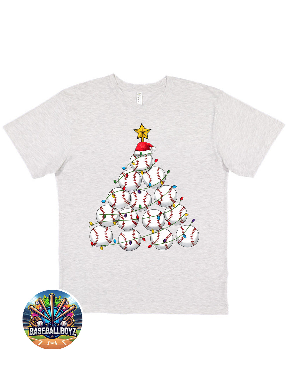 Baseball Christmas Tree Graphic T-Shirt