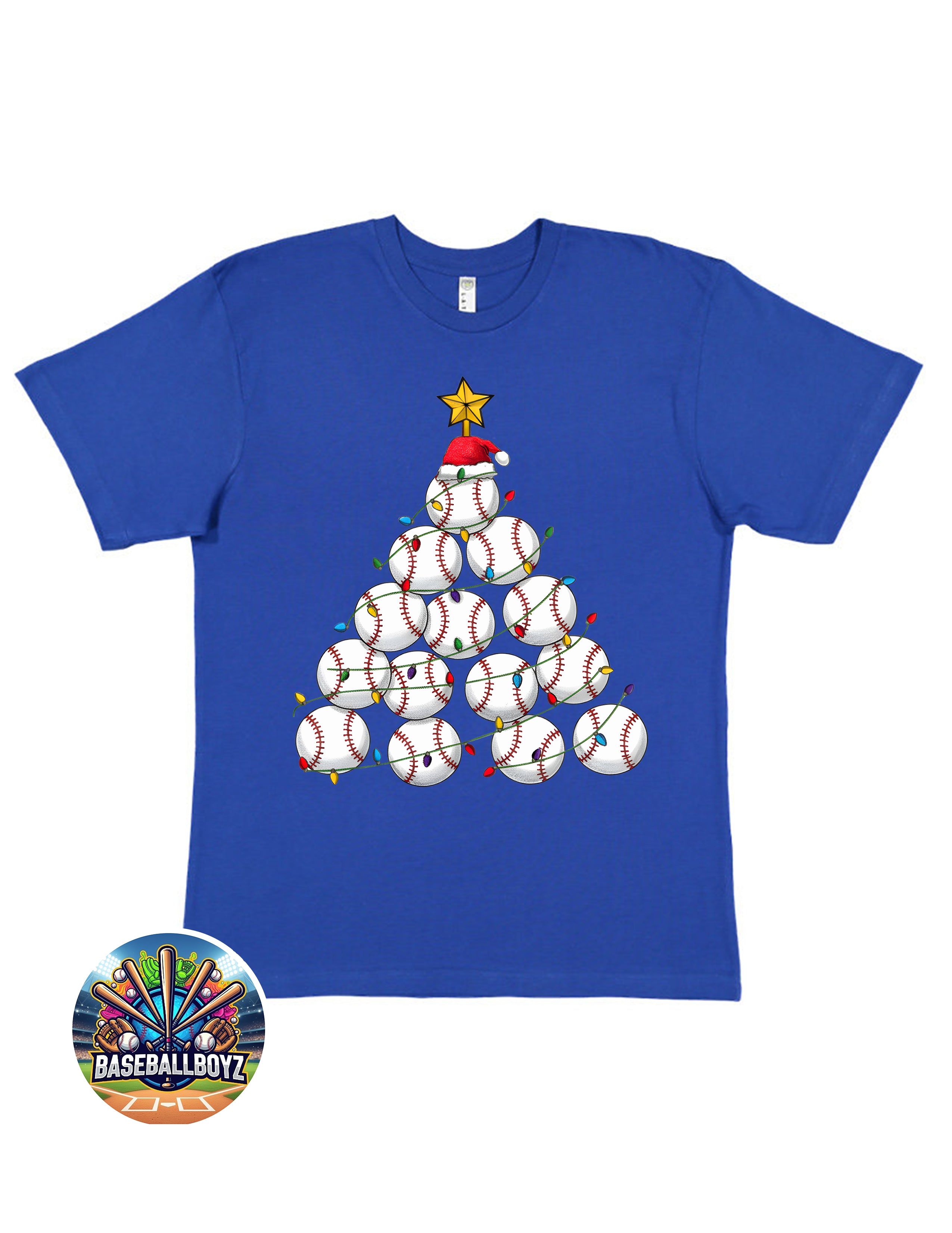 Baseball Christmas Tree Graphic T-Shirt