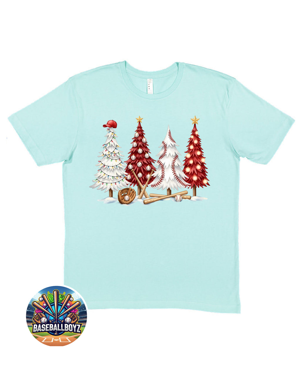 Baseball Christmas Trees Graphic T-Shirt
