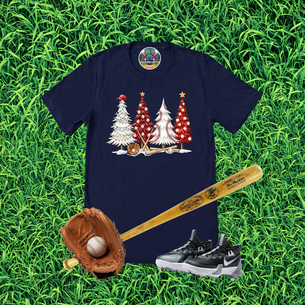 Baseball Christmas Trees Graphic T-Shirt