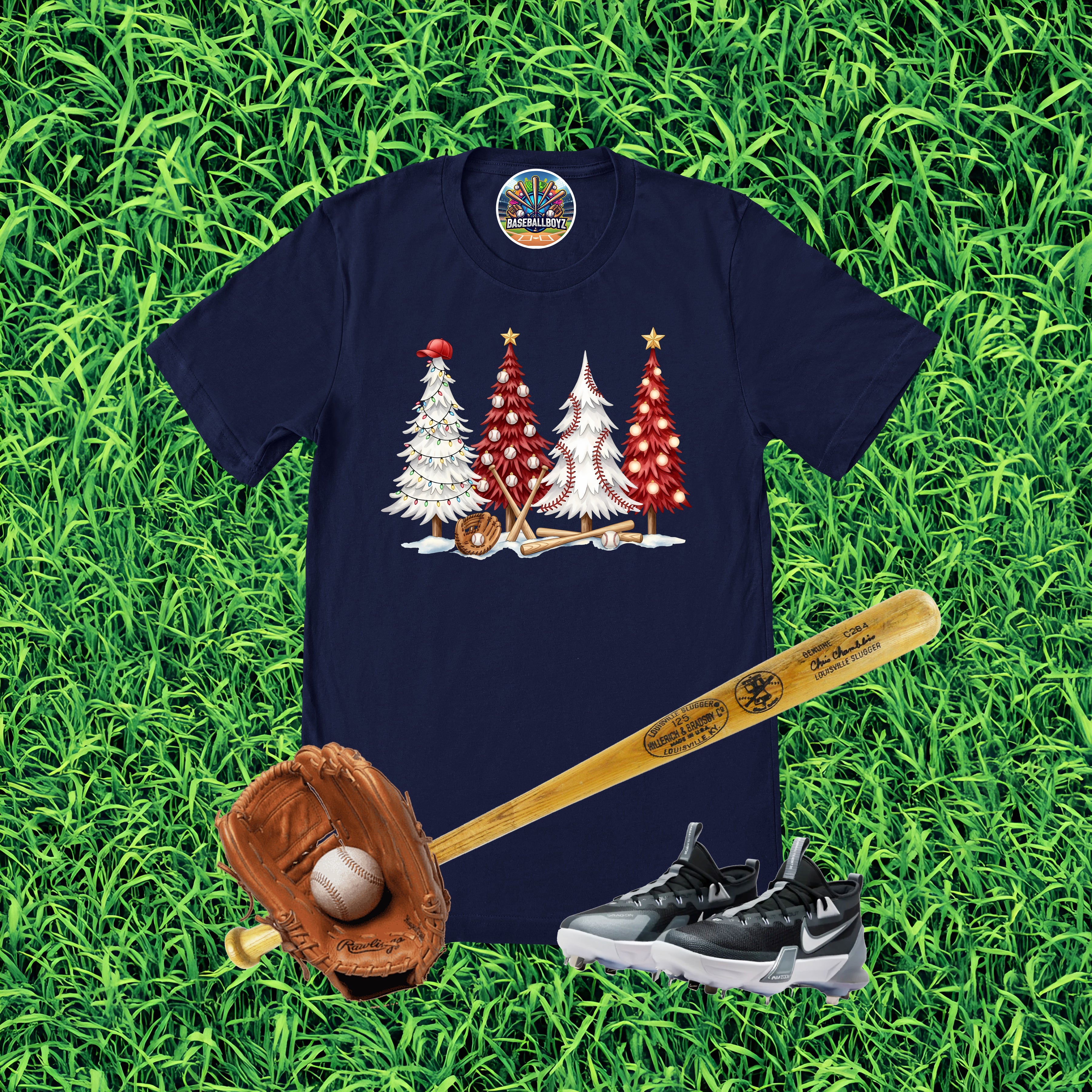 Baseball Christmas Trees Graphic T-Shirt