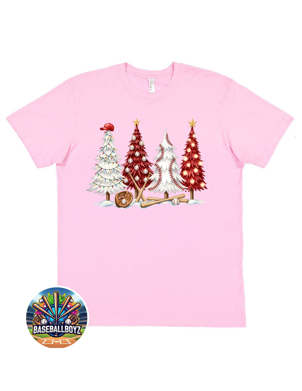 Baseball Christmas Trees Graphic T-Shirt
