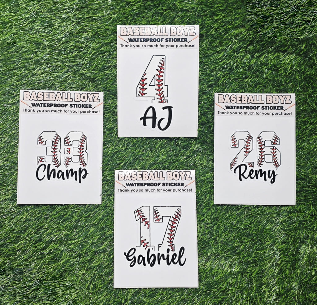 Custom Baseball Name and Number Sticker